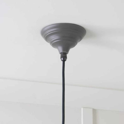 Brampton Grey Pendant Light ceiling mount in grey with black cord