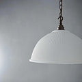 Denton Large Ribbed Ceramic Shade Pendant Light with handcrafted ribbed porcelain shade and metal chain suspension