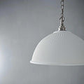 Denton large ribbed ceramic pendant light with fine porcelain shade and metal chain suspension