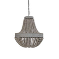Large Luna wooden beaded pendant light with painted metal frame and shabby chic design