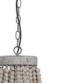 Large Luna wooden beaded pendant light with painted metal frame and vintage shabby chic design