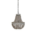 Small Luna Wooden Ceiling Pendant Light with handcrafted wooden beads and shabby chic French-inspired design