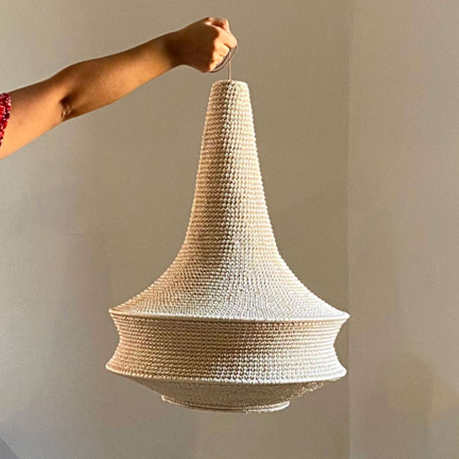 Joosh Natural Crochet Pendant Light – Handcrafted Boho Lighting