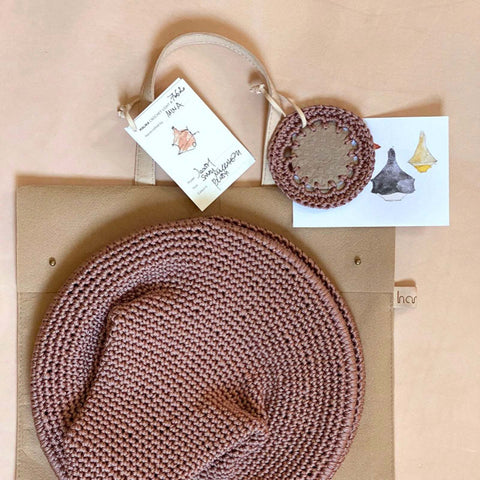 Joosh Natural Crochet Pendant Light - medium laying flat