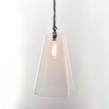 Newbury Extra Large clear glass shade pendant light with tapered design and adjustable hanging length