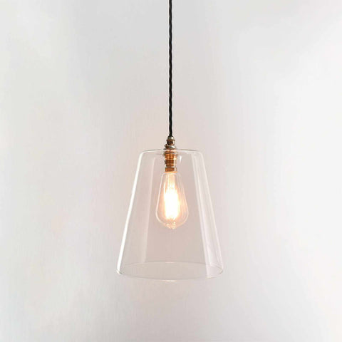 Newbury large clear glass shade pendant light with exposed bulb and adjustable cord