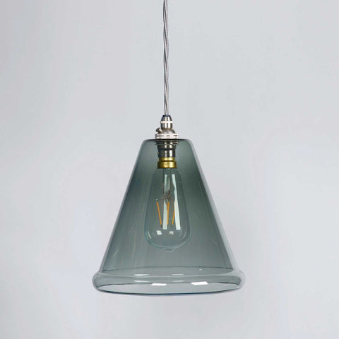 Rye smoked glass medium pendant light with adjustable flex and modern design