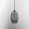 Camber large smoked glass shade pendant light with vintage bulb hanging on twisted cord