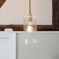 Brook Small ribbed glass shade pendant light with adjustable flex and vintage charm