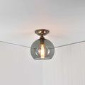 Soho small smoked glass shade flush ceiling light with hand-blown glass and warm diffuser