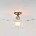 Soho medium ribbed glass shade flush ceiling light with hand-blown textured glass and brass fittings for low ceilings