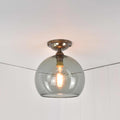 Soho medium smoked glass shade flush ceiling light with handblown glass and vintage bulb