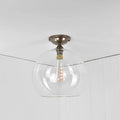 Soho large clear glass shade flush ceiling light with hand-blown British glass and bronze fixture