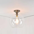 Soho large clear glass shade flush ceiling light with hand-blown British glass and vintage bulb