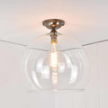 Soho Extra Large clear glass globe flush ceiling light with exposed filament bulb and brushed metal fitting