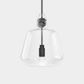 Contemporary large clear glass pendant light with a hand-blown shade and decorative knot detail