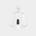 Contemporary large clear glass knot pendant light with hand-blown shade and monkey fist knot design