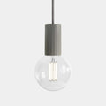Modern Scandi Simple Bulb Pendant Light with handcrafted glazed ceramic holder and clear round bulb, minimalist Scandinavian design
