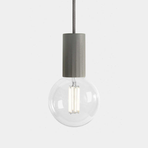 Modern Scandi Simple Bulb Pendant Light with handcrafted glazed ceramic holder and clear round bulb, minimalist Scandinavian design
