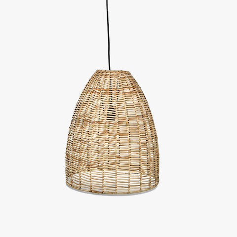 Nkuku Noko Wicker medium conical pendant light with hand-woven natural wicker design