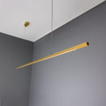 Fairfield Contemporary Brass LED Linear Pendant hanging ceiling light with slim brass design and integrated LED lighting