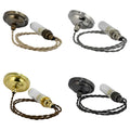 Soho Large Ribbed Glass Shade bathroom pendant light fittings in four metal finishes with twisted cords, without glass shades or bulbs