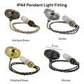 Coolie Ceramic Shade Bathroom Pendant Light fittings in antique brass, polished brass, nickel and bronze with IP44 rating