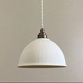 Denton Medium Ribbed ceramic pendant light with handcrafted porcelain shade and soft light diffusion
