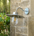 St Ives Swan Neck Light galvanised outdoor wall light with curved design and weatherproof finish