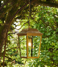 Pooky Crail Lantern elegant outdoor brass hanging ceiling light with beveled glass panels
