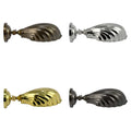 Four Hadlow Adjustable Brass Shell Wall Lights in Antique Brass, Nickel, Bronze, and Polished Brass finishes with adjustable vintage shell design.