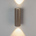 Simple cylindrical concrete outdoor wall light with up and down LED illumination, IP65 rated