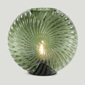 Salcombe Glass Cordless Table Lamp with seashell-inspired multi-faceted green glass design and soft glowing light