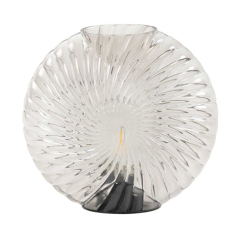 Salcombe Glass Cordless Table Lamp with seashell-inspired multi-faceted glass design and soft diffused glow