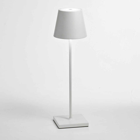 Zafferano Poldina Pro rechargeable white cordless table lamp with sleek modern design