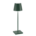Zafferano Poldina Pro rechargeable dark green table lamp with modern design and waterproof rating
