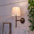 Finberry fabric shade Lupin wall light with patterned fabric shade and bronze finish ideal for ambient home lighting