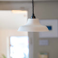 Hartington Ceramic Shade Pendant Light with ribbed ceramic shade and soft downward lighting