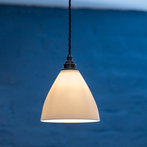 Langton Ceramic Shade pendant light with handcrafted UK ceramic lampshade and warm ambient glow