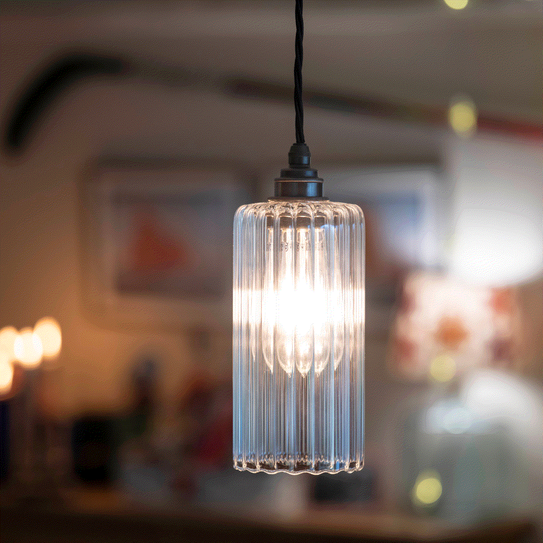 Brook Small Ribbed Glass Pendant Light - Elegant Handcrafted Ceiling Light