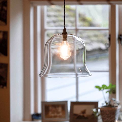 Bodium XL Clear Glass Shade Pendant Light with oversized clear globe illuminating modern interior spaces
