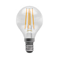LED E14 Golfball bulb with 3.3W dimmable warm white 2700K light and E14 screw base
