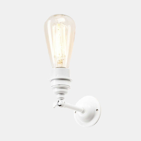 Kennet Adjustable Wall Light in white with industrial design and exposed Edison bulb