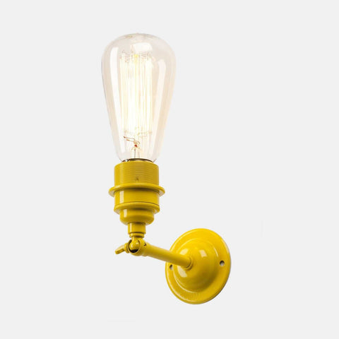 Kennet Adjustable Wall Light in yellow industrial style with adjustable arm and vintage bulb