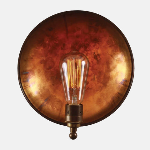 Chulainn Dish Wall Light with vintage brass dish and Edison filament bulb for warm ambient lighting