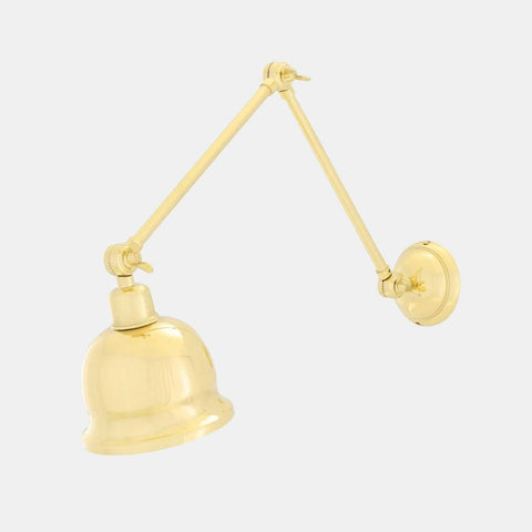 Dale Adjustable Wall Light in polished brass with three pivot points for directional lighting and classic design