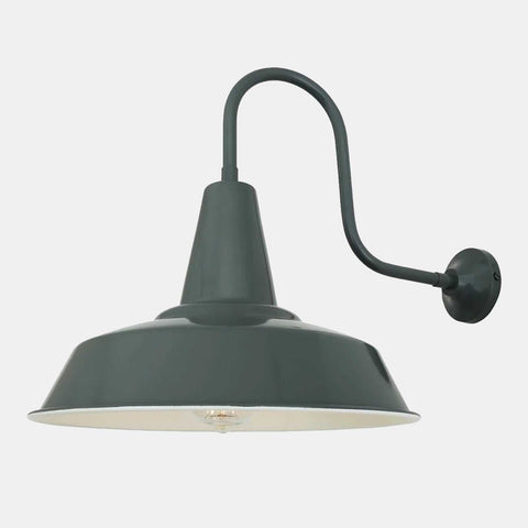 Salton Wall Light industrial-style brass and aluminium wall lamp with dark exterior and white interior finish