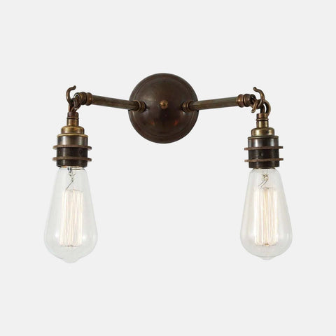 Kempton Double Wall Light vintage industrial double-arm wall lamp with exposed filament bulbs