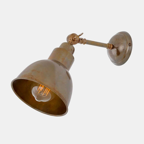Moorlea Brass Wall Light vintage adjustable brass wall sconce with exposed filament bulb and aged metal finish