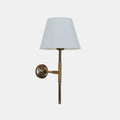 Tenby Brass Wall Light with 20cm white empire cotton fabric lampshade, elegant brass wall sconce for home interiors